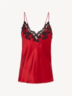 Débardeur En Satin De Soie De Couleur Rouge-Lingerie De Nuit En Soie-MAISON