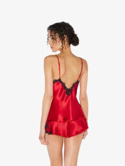 Débardeur En Satin De Soie De Couleur Rouge-Lingerie De Nuit En Soie-MAISON -Mode Lingerie Boutique CFILPDN019225 RS0290 2 21755 77401.1651759070