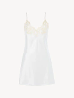 Nuisette En Satin De Soie De Couleur Blanc-Lingerie De Nuit En Soie-MAISON
