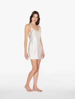 Nuisette En Satin De Soie De Couleur Blanc-Lingerie De Nuit En Soie-MAISON -Mode Lingerie Boutique CFILPDN019227 NA0231 4 91707.1647545075