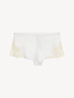 Hipster En Soie Blanche Avec Broderie En Guipure «frastaglio» Ivoire-Lingerie De Nuit En Soie-MAISON