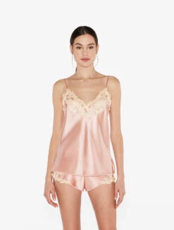 Hipster Rose Poudré En Satin De Soie Avec Broderie En Guipure «frastaglio» Ivoire-Lingerie De Nuit En Soie-MAISON -Mode Lingerie Boutique CFILPDN019228 RAW044 3 64377 02865.1647517702