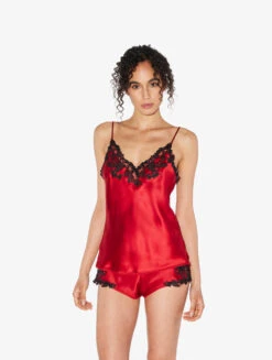 Hipster En Soie Rouge Avec Broderie En Guipure «frastaglio» Noire-Lingerie De Nuit En Soie-MAISON -Mode Lingerie Boutique CFILPDN019228 RS0290 3 49339 06071.1660906749