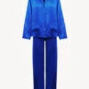 Pyjama En Soie Bleu électrique-Lingerie De Nuit En Soie-SILK