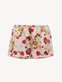 Short De Pyjama En Soie Avec Imprimé Floral-Lingerie De Nuit En Soie-SILK