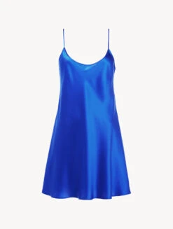 Slip Dress Courte En Soie Bleu électrique-Lingerie De Nuit En Soie-SILK