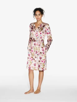 Robe De Chambre Courte En Soie Avec Imprimé Floral-Lingerie De Nuit En Soie-SILK -Mode Lingerie Boutique CFILPDN020293 C5 MUW105 1 48449 26782.1657817625