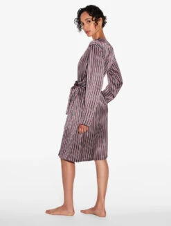 Robe De Chambre Courte En Soie à Rayures-Lingerie De Nuit En Soie-SILK -Mode Lingerie Boutique CFILPDN020293 C6 MUW106 6 05685 41637.1684158343