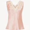 Top En Satin De Soie Rose Avec Broderie En Guipure «frastaglio»-Lingerie De Nuit En Soie-MAISON