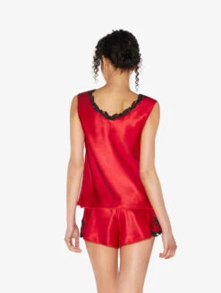 Top En Satin De Soie Rouge Avec Broderie En Guipure «frastaglio»-Lingerie De Nuit En Soie-MAISON -Mode Lingerie Boutique CFILPDN046480 RS0290 2 92963.1652273331