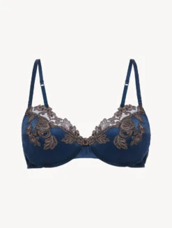 Soutien-gorge à Armatures En Soie Bleue Rehaussée D’une Broderie En Guipure «frastaglio»-Avec Armatures-MAISON