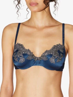 Soutien-gorge à Armatures En Soie Bleue Rehaussée D’une Broderie En Guipure «frastaglio»-Avec Armatures-MAISON -Mode Lingerie Boutique CFILPDN05123 BL0261 5 93595.1660728763
