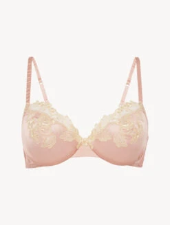 Soutien-gorge à Armatures En Soie Rose Poudre Rehaussée De Guipure «frastaglio»-Avec Armatures-MAISON