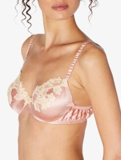 Soutien-gorge à Armatures En Soie Rose Poudre Rehaussée De Guipure «frastaglio»-Avec Armatures-MAISON -Mode Lingerie Boutique CFILPDN05123 RAW044 5 26036.1660728154
