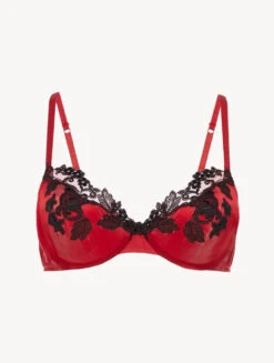 Soutien-gorge à Armatures En Soie Rouge Rehaussée D’une Broderie En Guipure «frastaglio»-Avec Armatures-MAISON