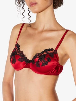 Soutien-gorge à Armatures En Soie Rouge Rehaussée D’une Broderie En Guipure «frastaglio»-Avec Armatures-MAISON -Mode Lingerie Boutique CFILPDN05123 RS0290 5 89246.1660728362