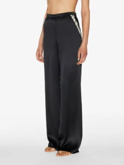 Pyjama En Soie Noire Rehaussée De Guipure «frastaglio»-Lingerie De Nuit En Soie-MAISON -Mode Lingerie Boutique CFILPDN051240 NR0202 3 32680 93217 79817.1674160167