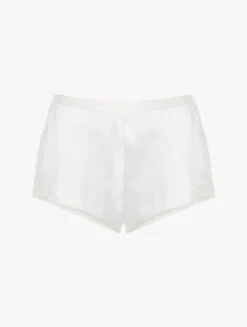 Culotte En Soie Blanc Avec Frastaglio En Macramé-Lingerie De Nuit En Soie-PETIT MACRAME