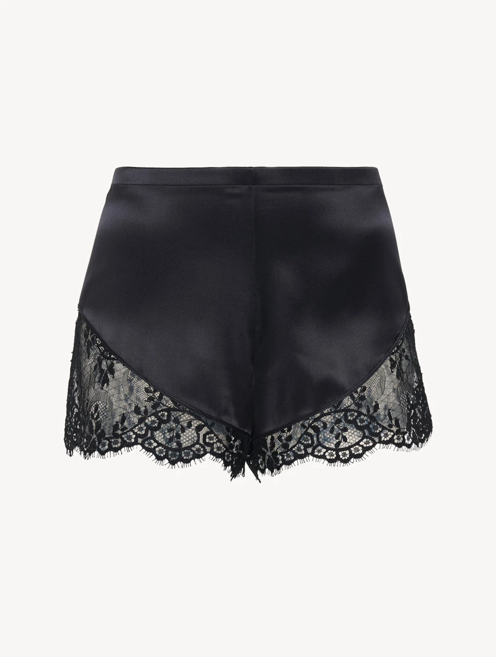 Short De Pyjama En Soie Noir Avec Finitions En Dentelle Leavers-Lingerie De Nuit En Soie-EXOTIQUE 1 Short De Pyjama En Soie Noir Avec Finitions En Dentelle Leavers-Lingerie De Nuit En Soie-EXOTIQUE