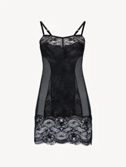 Nuisette Courte En Dentelle Noire-Nuisettes-BRIGITTA