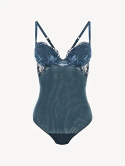 Body En Dentelle Bleu Foncé-Bodys & Bustiers-BRIGITTA