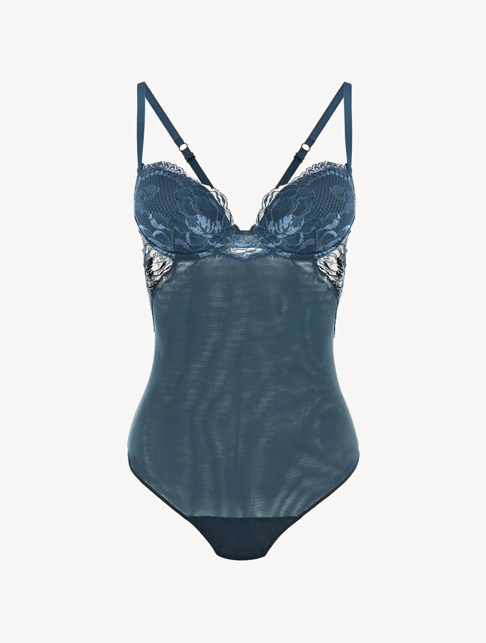 Body En Dentelle Bleu Foncé-Bodys & Bustiers-BRIGITTA 1 Body En Dentelle Bleu Foncé-Bodys & Bustiers-BRIGITTA