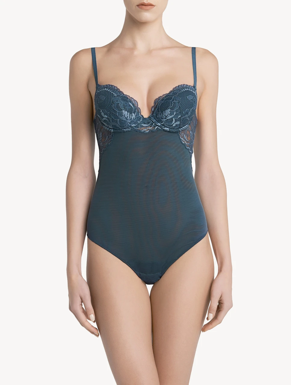 Body En Dentelle Bleu Foncé-Bodys & Bustiers-BRIGITTA 2 Body En Dentelle Bleu Foncé-Bodys & Bustiers-BRIGITTA – Image 2