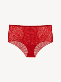 Slip Taille Haute En Dentelle Rouge-Culotte Taille Haute-BRIGITTA