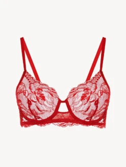 Soutien-gorge à Armatures En Dentelle Rouge-Avec Armatures-BRIGITTA