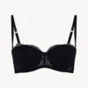 Soutien-gorge Bandeau En Dentelle Noir-Rembourré-BRIGITTA