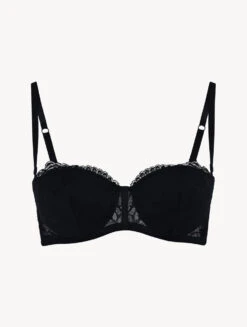 Soutien-gorge Bandeau En Dentelle Noir-Rembourré-BRIGITTA