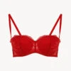 Soutien-gorge Bandeau En Dentelle Rouge-Rembourré-BRIGITTA