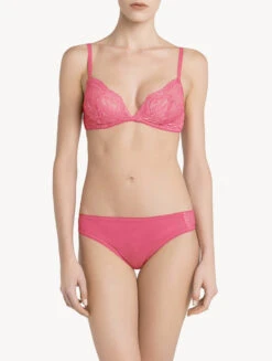 Soutien-gorge Sans Armatures En Dentelle Rose Orchidée-Triangle-BRIGITTA