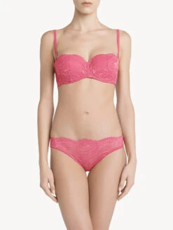 Slip Brésilien En Dentelle Rose Orchidée-Tanga-BRIGITTA