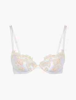 Soutien-gorge Push-up En Soie Blanche Rehaussée D’une Broderie En Guipure «frastaglio» Ivoire-Rembourré-MAISON