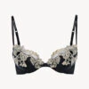 Soutien-gorge Push-up En Soie Noire Rehaussée D’une Broderie En Guipure «frastaglio» Ivoire-Rembourré-MAISON