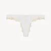 Slip Brésilien En Soie Blanche Rehaussée De Guipure «frastaglio» Ivoire-Tanga-MAISON