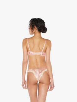Slip Brésilien En Soie Rose Rehaussée D’une Broderie En Guipure «frastaglio» Ivoire-Tanga-MAISON -Mode Lingerie Boutique CFIPLM0051220 RAW044 2 98948 31553.1660906698