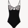 Body De Couleur Onyx Avec Tulle Brodé-Bodys & Bustiers-MIDNIGHT BOTANICA