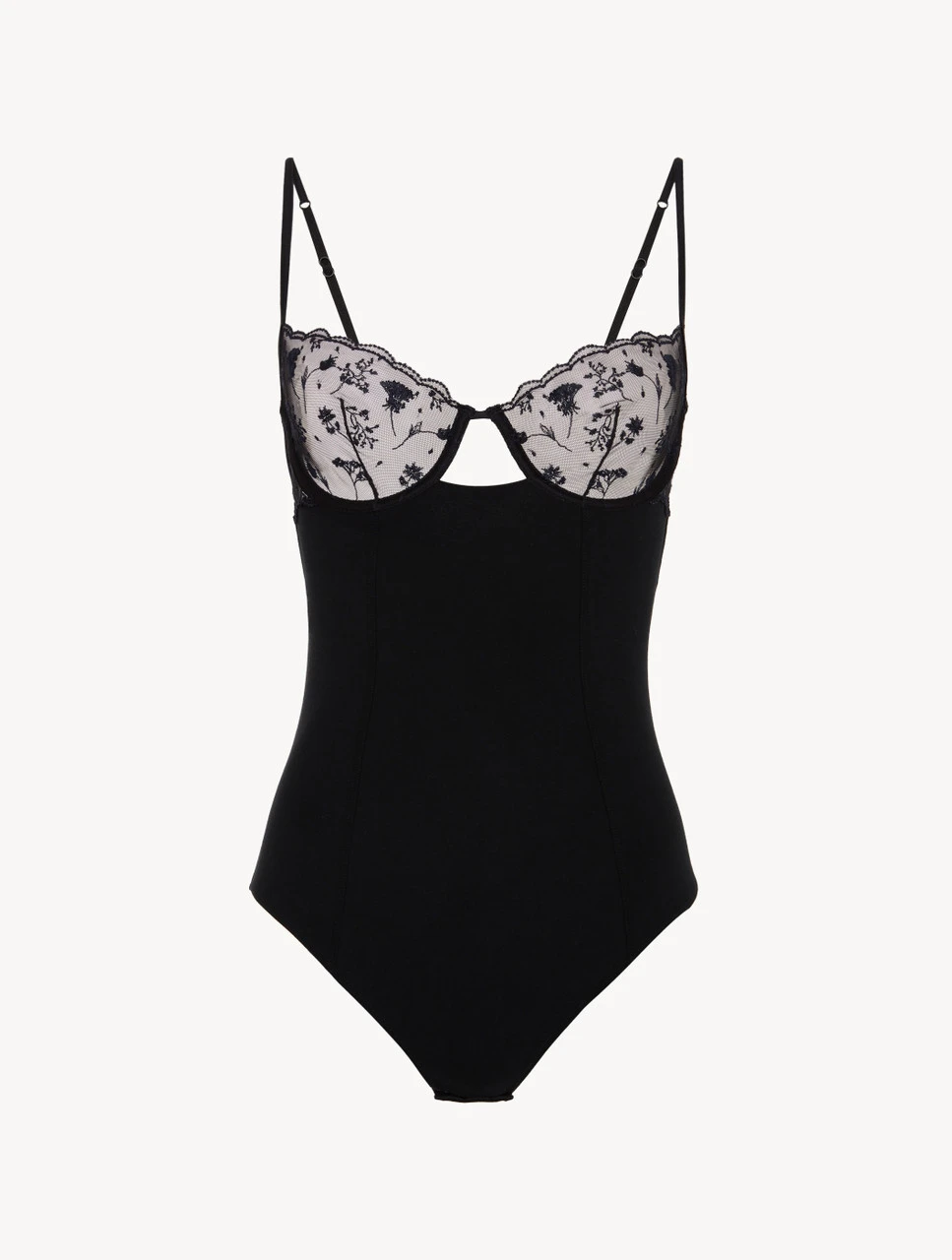 Body De Couleur Onyx Avec Tulle Brodé-Bodys & Bustiers-MIDNIGHT BOTANICA 1 Body De Couleur Onyx Avec Tulle Brodé-Bodys & Bustiers-MIDNIGHT BOTANICA