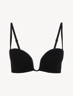 Soutien-gorge Bandeau De Couleur Onyx Avec Tulle Brodé-Rembourré-MIDNIGHT BOTANICA