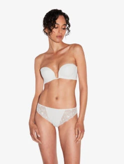 Soutien-gorge Bandeau De Couleur Lys Avec Tulle Brodé-Rembourré-MIDNIGHT BOTANICA -Mode Lingerie Boutique CFIPLM005569 NAA018 3 57955 66007.1684158367