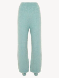 Pantalon En Laine D'alpaga Mélangée De Couleur Vert Amande-Loungewear-FLUFFY COCOON