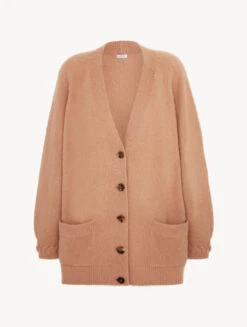 Cardigan En Laine D'alpaga Mélangée De Couleur Camel-Loungewear-FLUFFY COCOON