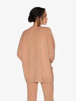 Cardigan En Laine D'alpaga Mélangée De Couleur Camel-Loungewear-FLUFFY COCOON -Mode Lingerie Boutique CFIPLM0056190 MUW030 2 14998 94694.1665507277