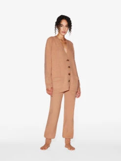 Cardigan En Laine D'alpaga Mélangée De Couleur Camel-Loungewear-FLUFFY COCOON -Mode Lingerie Boutique CFIPLM0056190 MUW030 3 33859 85039.1665507277