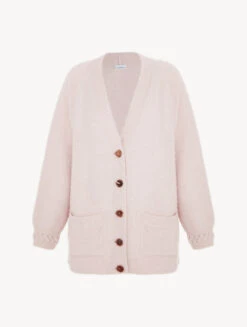 Cardigan En Laine D'alpaga Mélangée De Couleur Rose Poudré-Loungewear-FLUFFY COCOON