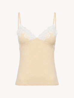 Débardeur Côtelé En Cachemire Mélangé Dans La Nuance Halo Rehaussé De Guipure « frastaglio »-Pyjamas-ANGEL KISS