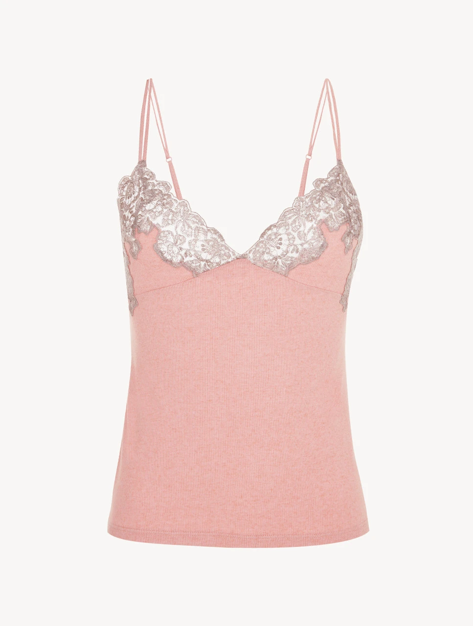Débardeur Côtelé En Cachemire Mélangé Dans La Nuance Blush Clay Rehaussé De Guipure « frastaglio »-Pyjamas-ANGEL KISS 1 Débardeur Côtelé En Cachemire Mélangé Dans La Nuance Blush Clay Rehaussé De Guipure « frastaglio »-Pyjamas-ANGEL KISS
