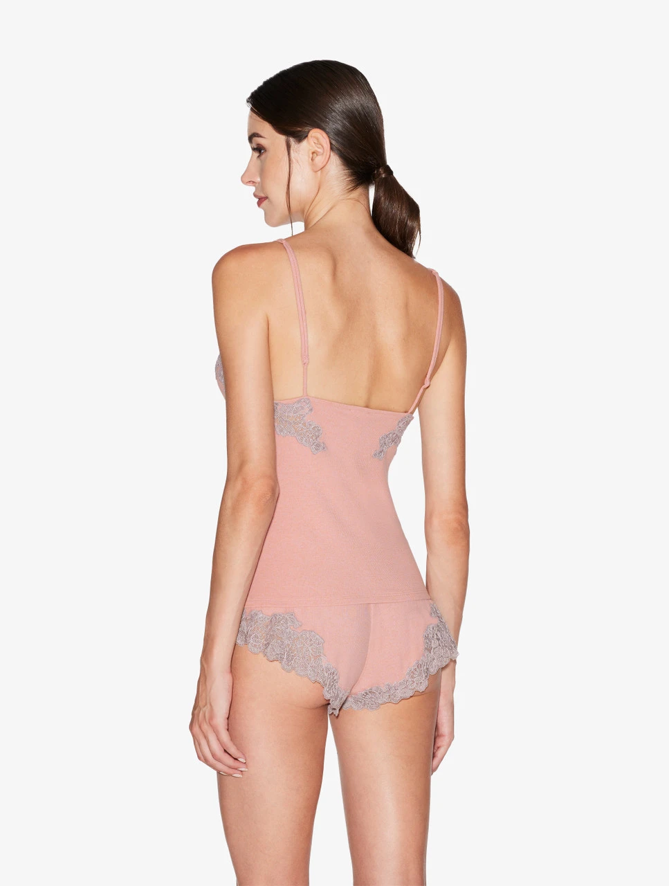 Débardeur Côtelé En Cachemire Mélangé Dans La Nuance Blush Clay Rehaussé De Guipure « frastaglio »-Pyjamas-ANGEL KISS 3 Débardeur Côtelé En Cachemire Mélangé Dans La Nuance Blush Clay Rehaussé De Guipure « frastaglio »-Pyjamas-ANGEL KISS – Image 3